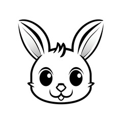 A cute Rabbit smile black line black and white clipart isolate white background
