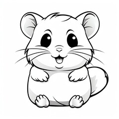 A cute Hamster smile  black line black and white clipart isolate white background