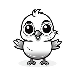 Obraz premium A cute Bird smile black line black and white clipart isolate white background