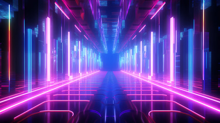 Abstract background with neon lines and color blocks