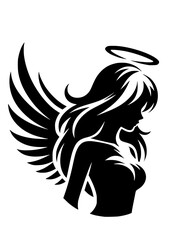 Angel SVG, Angel Silhouette, Angel Wings SVG, Angel Vector, Christian svg, Christian clipart, Cupid SVG, Angel Art Print