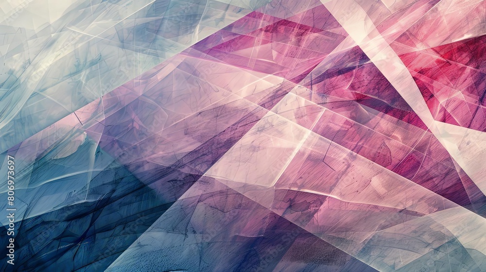 Poster abstract composition with transparent layers and interstellar tones featuring a red and white stripe