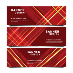 Red and gold Abstract Geometric Wide Banner Design Background. Social media cover and web wide banner template