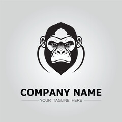 Gorilla Head symbol logo company vector image on the white background