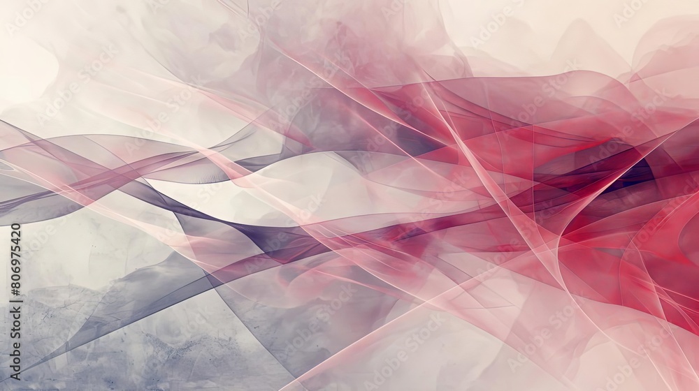 Poster abstract composition with transparent layers and interstellar tones featuring a red and white stripe