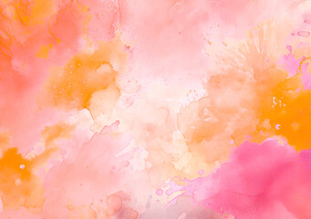Obraz premium orange watercolor blend seamlessly on textured paper, creating an abstract masterpiece with a touch of glitter for a captivating wallpaper design.