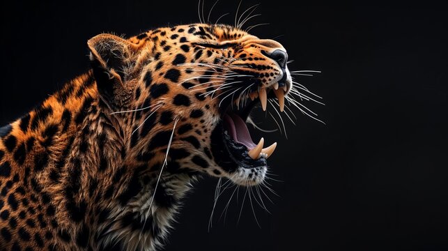 closeup of leopard mouth with black background 4k wildlife wallpaper