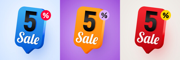 5 percent Off. Discount creative composition. Mega Sale.
