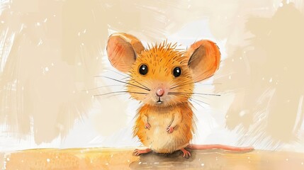 cute colorful print illustration of a playful mouse childrens book style