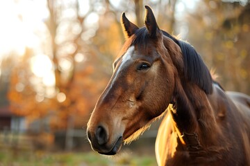 Obraz premium portrait of a horse in sunny garden