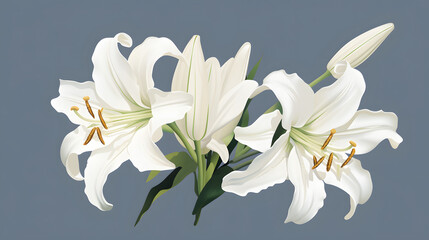 Fototapeta premium Digital hand drawn lily flowers patterns abstract graphic poster background