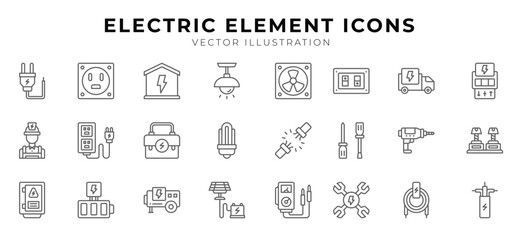 Electric Element icon pack for your website design, logo, app, UI. Vector illustration and editable stroke.