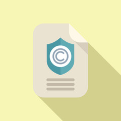 Copyright protection document icon flat vector. Online right. Composition smart rule