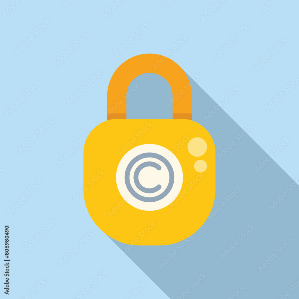 Wall mural Smart copyright padlock icon flat vector. Online brand protect. Content data