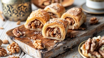 Sweet arabic pastries stuffed with walnuts