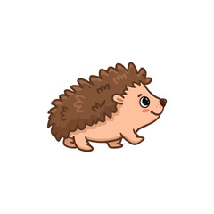 Fototapeta premium Cute little hedgehog isolated on a white background. Icon Adorable hedgehog cartoon character. Forest animal. 
