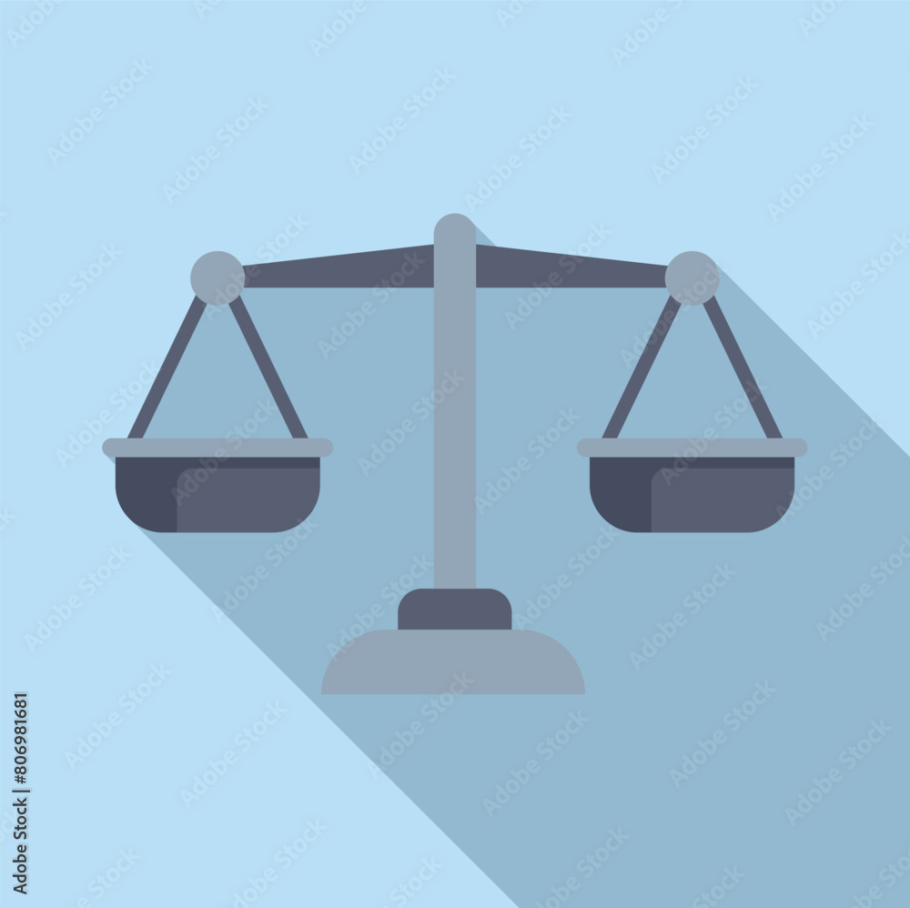 Wall mural legal scales law icon flat vector. copyright decision. brand protection