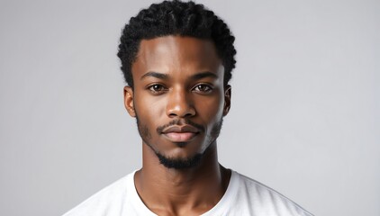 Obraz premium handsome charming black african male model studio portrait on plain white background from Generative AI