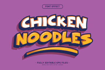 vibrant and fun chicken noodle logo style text effect