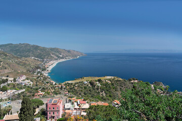 Taormina resort sea landscape view, Messina, Sicily, Italy