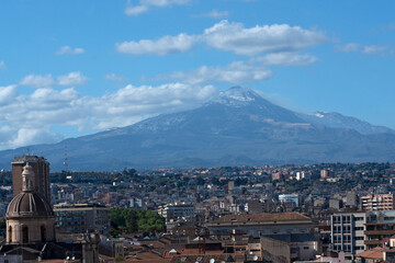 Vulcano Etna landscape view, Catania city, Sicily, Italy