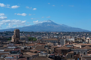 Etna volcano mountain view, Catania city, Sicily, Italy