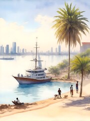 Luanda Angola Country Landscape Illustration Art