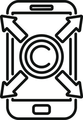 Copyright phone information icon outline vector. Modern protection. Electronic law