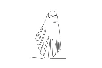 One continuous line drawing of A haunting ghost spirit. Minimalism concept one line draw graphic design vector illustration
