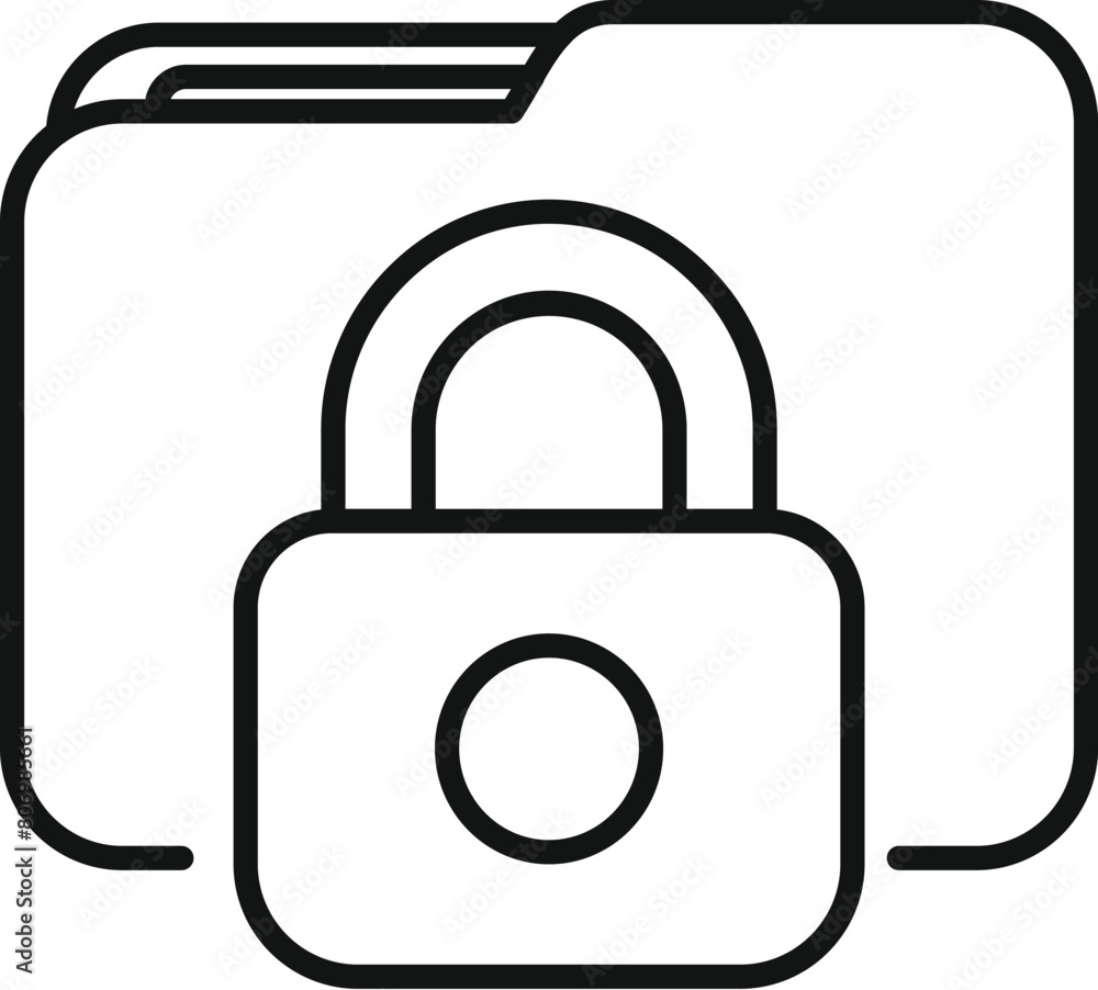 Wall mural locked data folder icon outline vector. copyright protection. approved decision