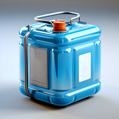3D rendering of a blue fuel canister on a grey background