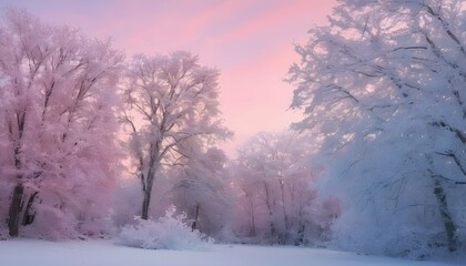 A winter wonderland with snow covered trees and a upscaled 12