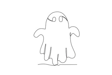 One continuous line drawing of Creepy ghost spirit. Minimalism concept one line draw graphic design vector illustration
