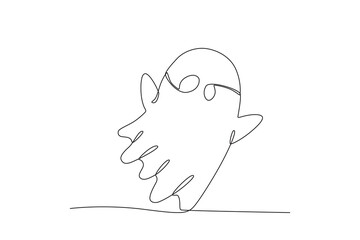 One continuous line drawing of Creepy ghost spirit. Minimalism concept one line draw graphic design vector illustration
