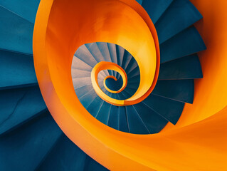 Saturated Orange Spiral Staircase