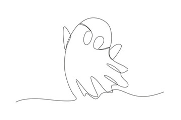One continuous line drawing of Flying ghost spirit. Minimalism concept one line draw graphic design vector illustration
