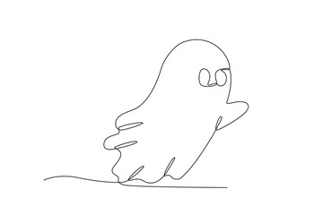 One continuous line drawing of Flying ghost spirit. Minimalism concept one line draw graphic design vector illustration
