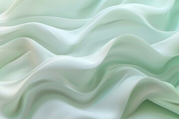 Obraz premium Beautiful abstract background with light green and white waves of fabric