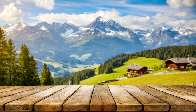 Tisch im Hintergrund Bergpanorama 
