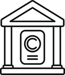 Copyright law document icon outline vector. Legal court building. Tax civil decision
