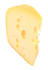 Piece of delicious cheese isolated on white