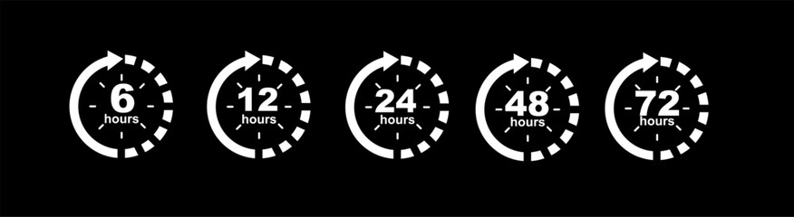 Fototapeta premium 6, 12, 24, 48, 72 hours clock...
