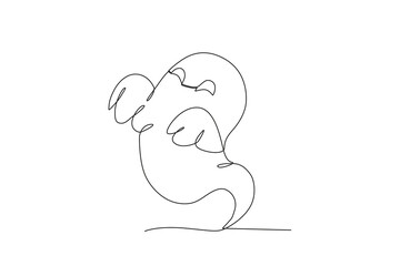 One continuous line drawing of Scary ghost spirit. Minimalism concept one line draw graphic design vector illustration
