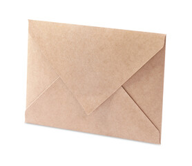 One kraft letter envelope on white background