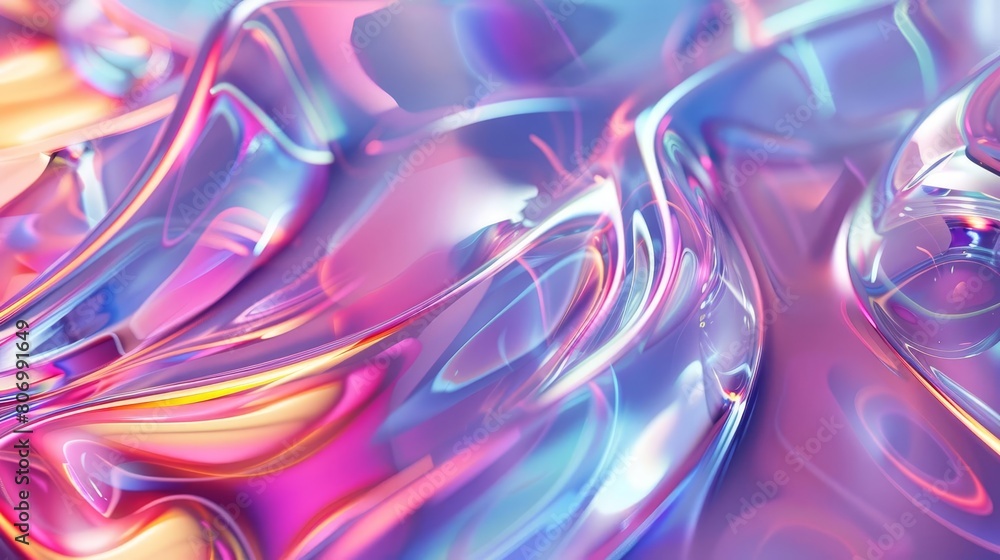 Poster iridescent abstract background holographic gradient with vibrant colors futuristic 3d render