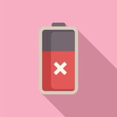 Half battery dont charging icon flat vector. Acid power. Energy status indicator