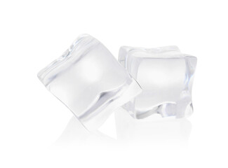 Crystal clear ice cubes isolated on white
