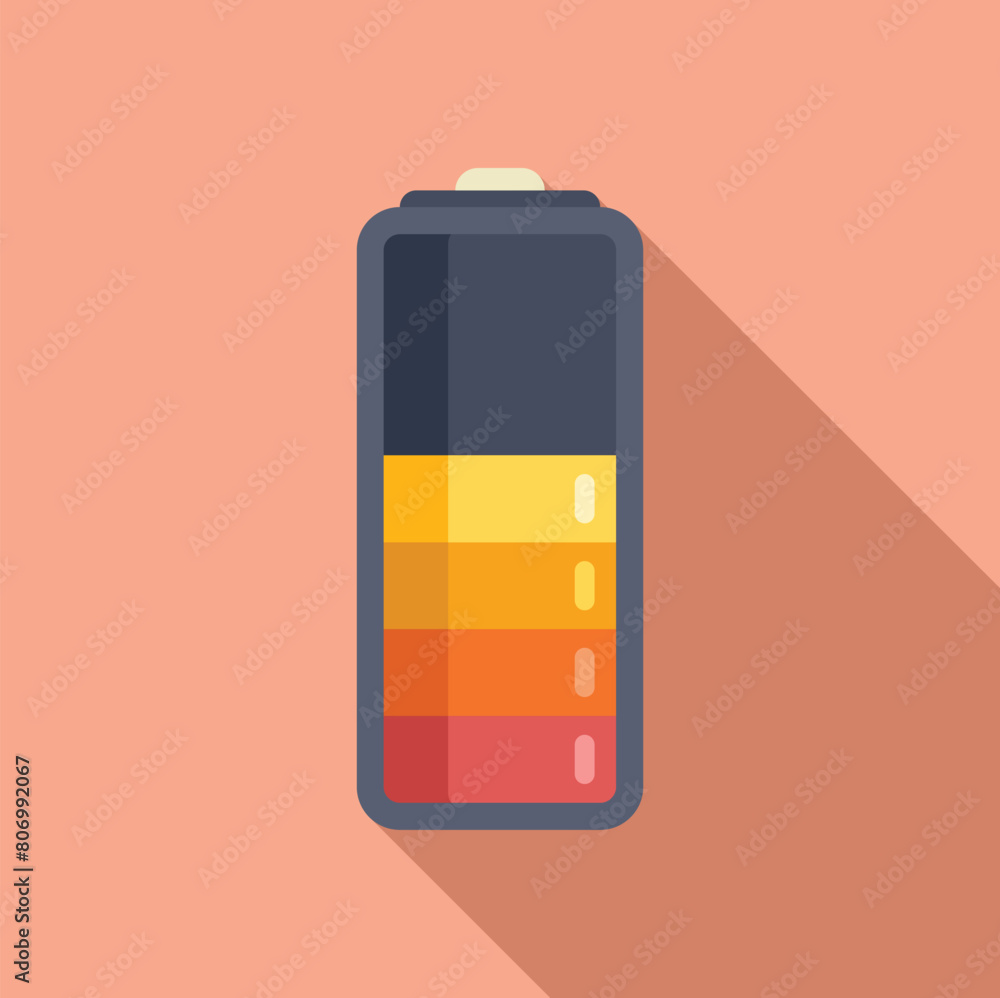Poster half power battery icon flat vector. charging interface. shape step up