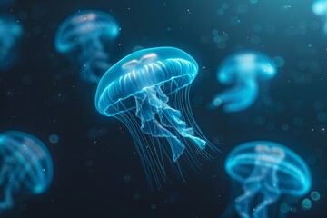 jellyfish underwater glows floating ocean sea