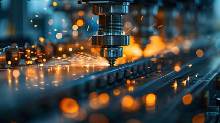 The manufacturing process in a factory , close-up